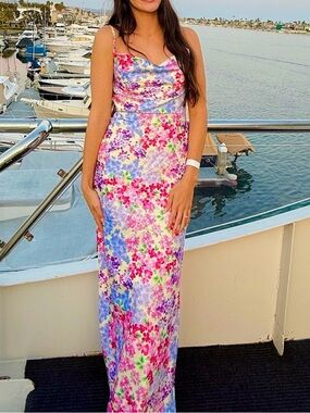 Floral Slip Maxi Dress in Multi-Color